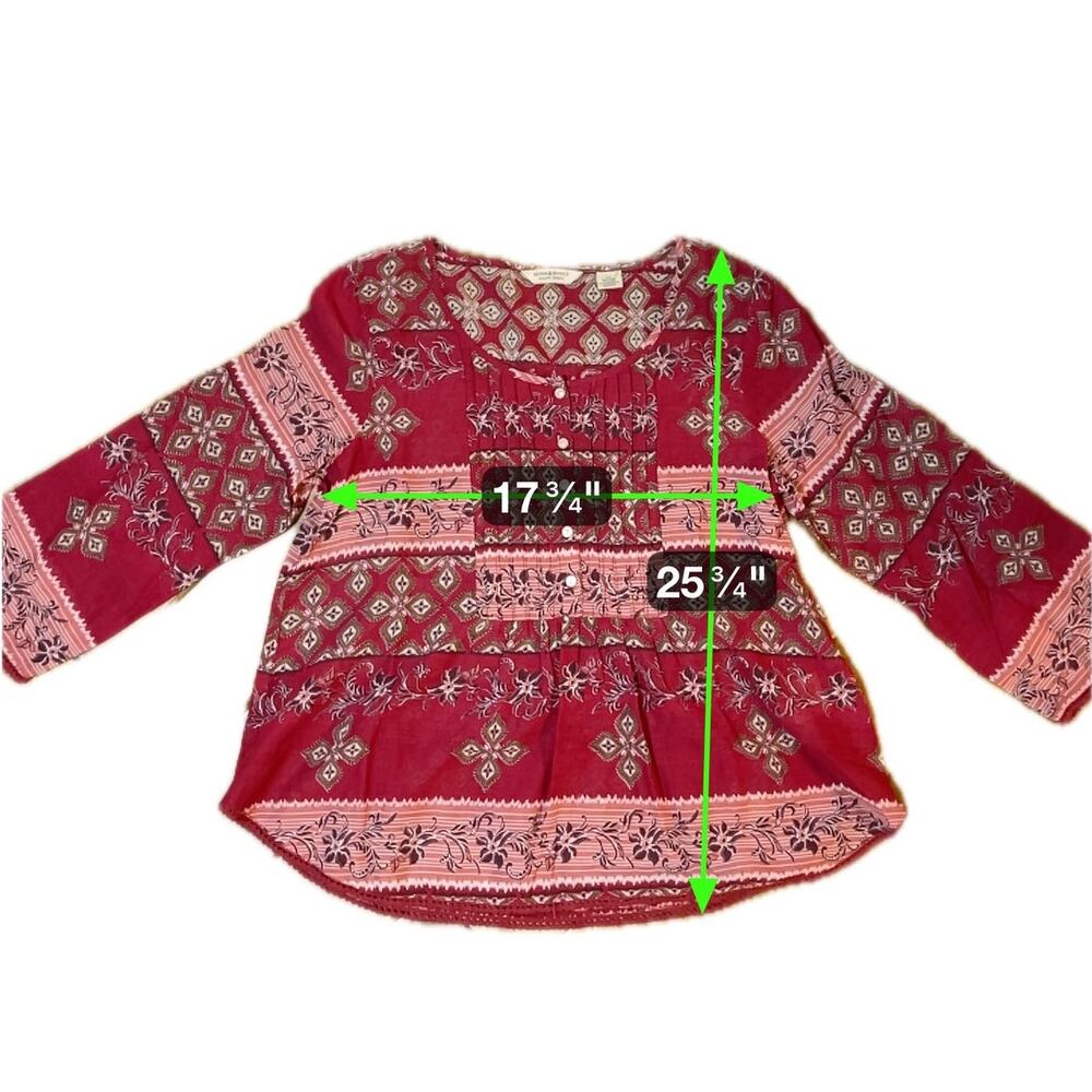 Denim & Supply‎ Ralph Lauren Boho Peasant Blouse Red Paisley Size Large Cottage - Picture 4 of 8